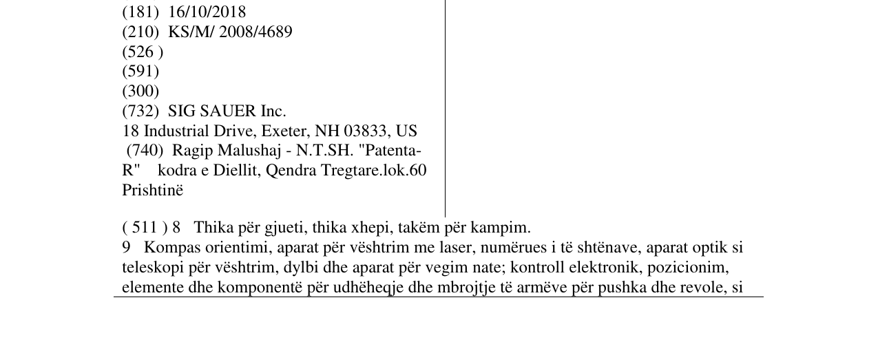 Zëri i markës SIG SAUER në buletin