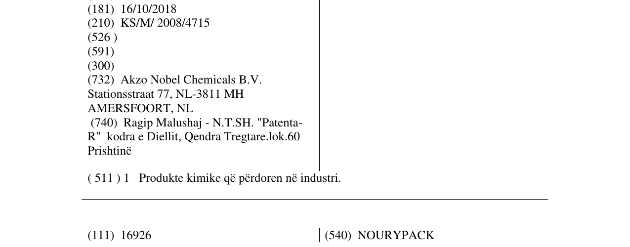 Zëri i markës NOURYCRYL në buletin