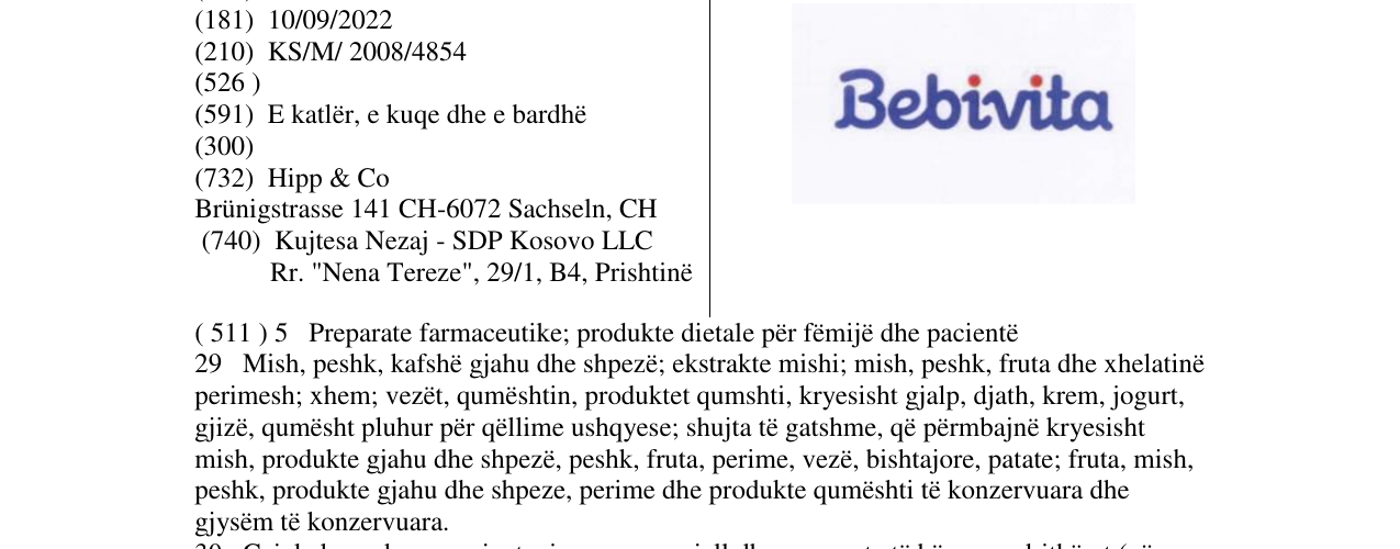 Zëri i markës Bebivita në buletin