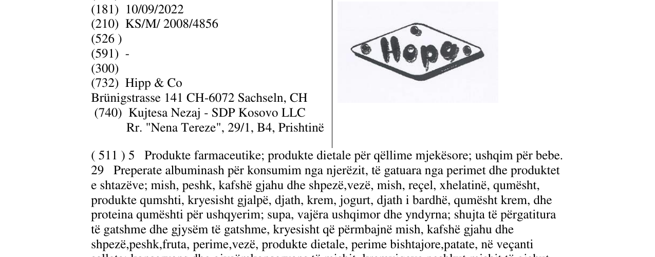 Zëri i markës Hopa në buletin