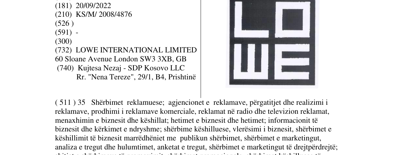 Zëri i markës LOWE në buletin