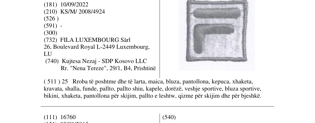 Zëri i markës F në buletin