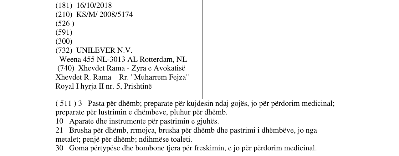 Zëri i markës BACTISTOP në buletin