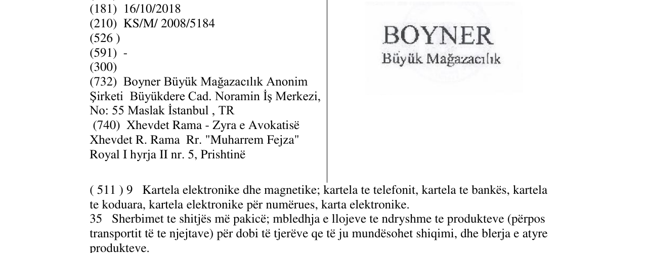 Zëri i markës BOYNER Büyük Mağazacılık në buletin