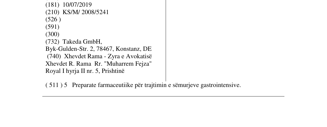 Zëri i markës PANTORC në buletin