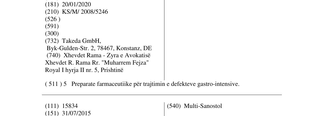 Zëri i markës P 20 në buletin