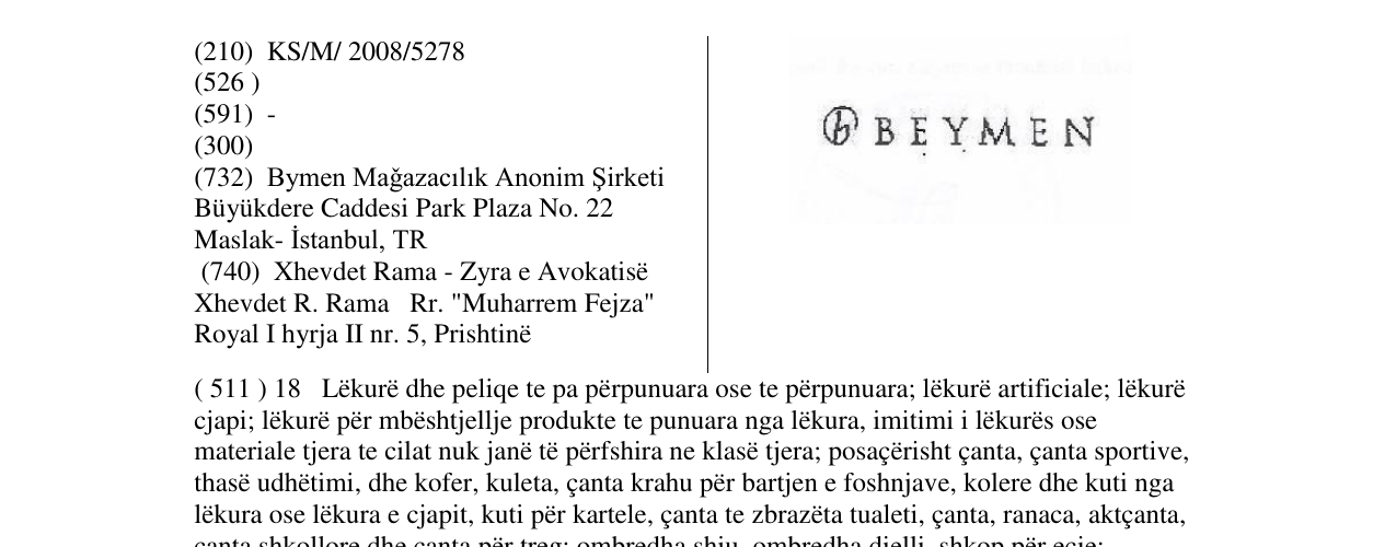 Zëri i markës BEYMEN në buletin