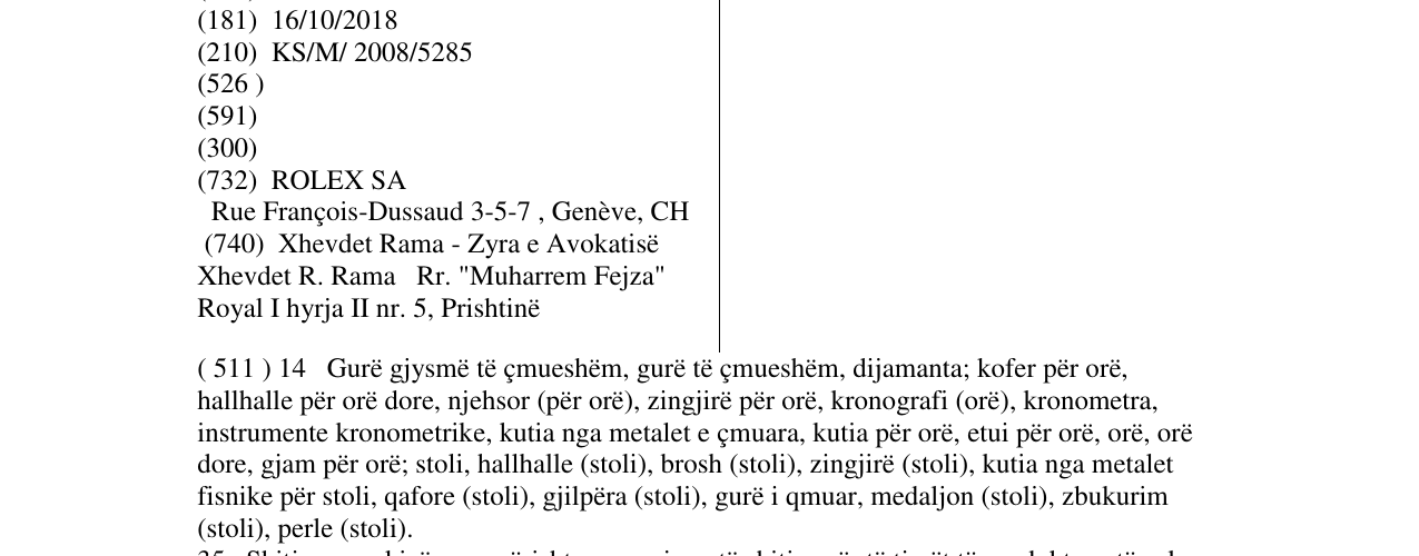 Zëri i markës CELLINI në buletin