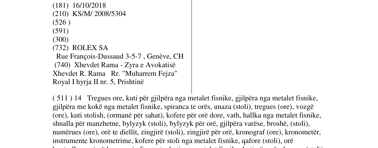 Zëri i markës ROLEX PRINCE në buletin