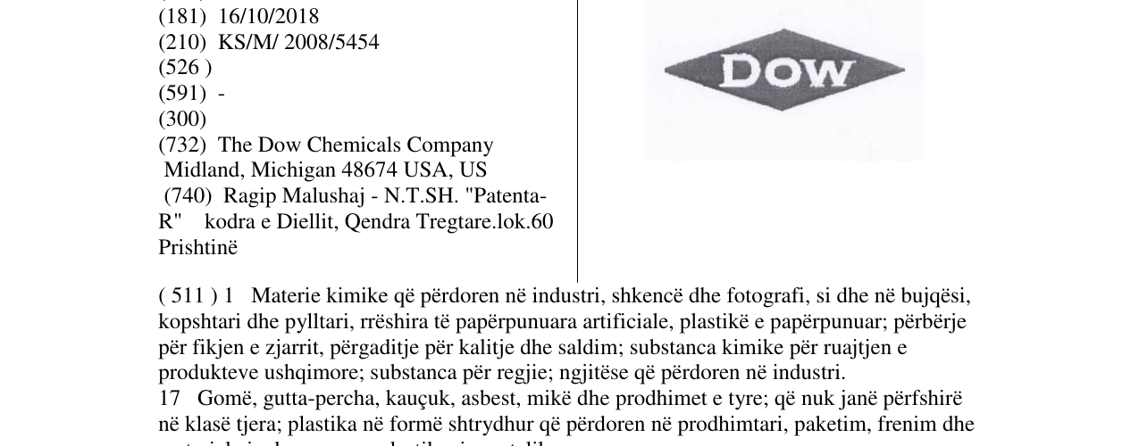 Zëri i markës DOW në buletin