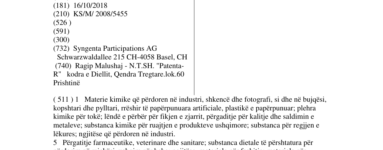 Zëri i markës SYNGENTA në buletin