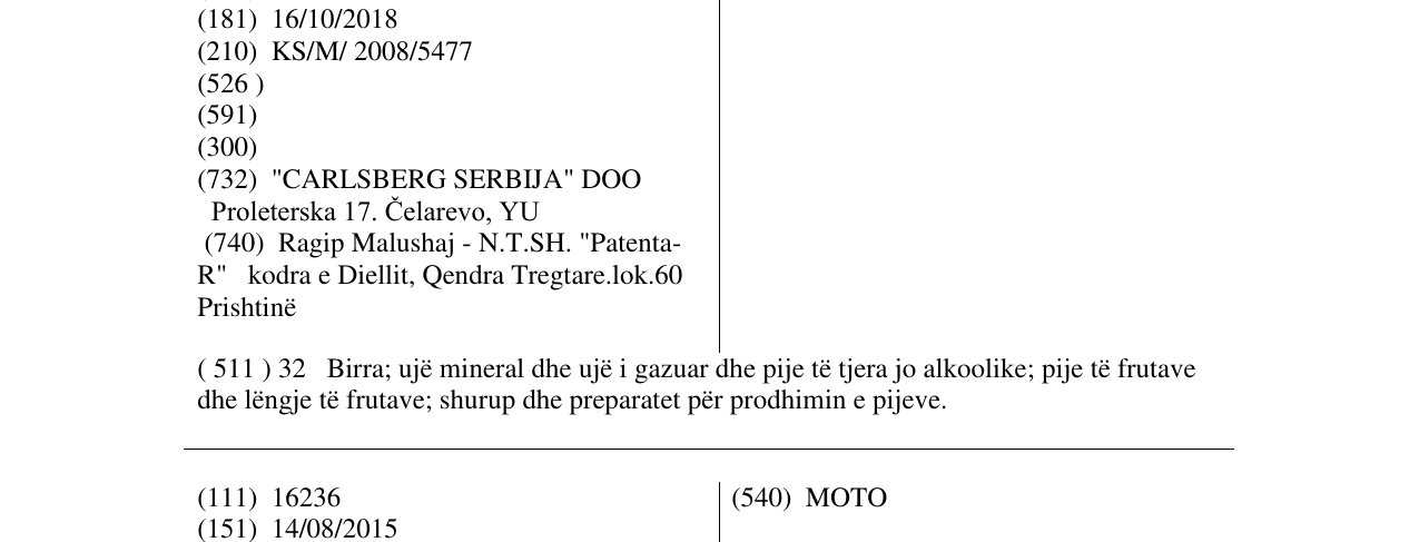 Zëri i markës LAV PIVO në buletin