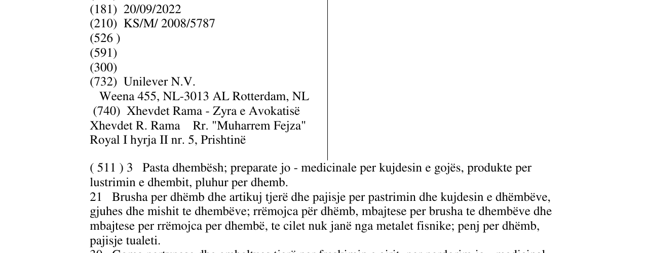 Zëri i markës WHITE TEST në buletin