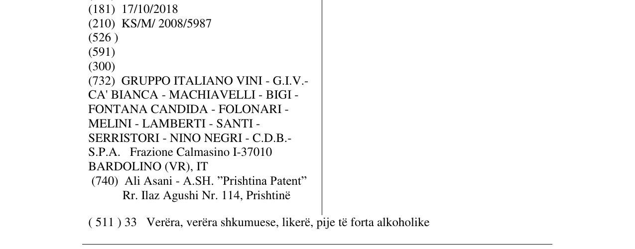 Zëri i markës MELINI në buletin