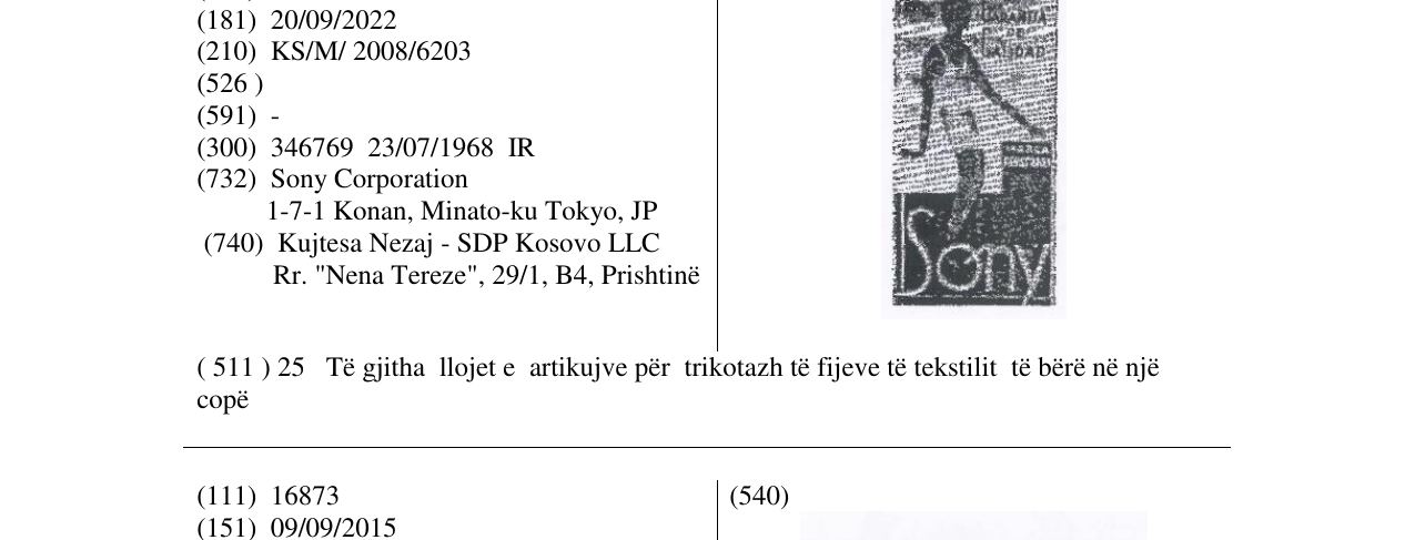 Zëri i markës SONY në buletin