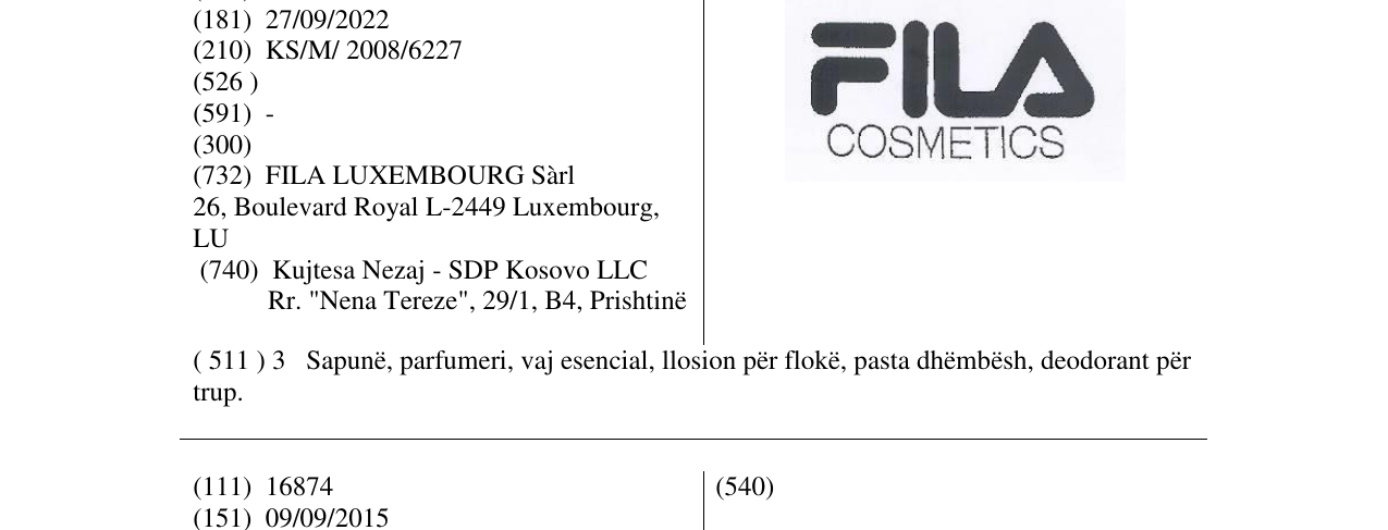 Zëri i markës FILS COSMETICS në buletin