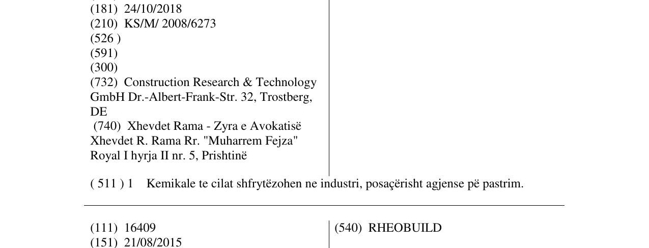 Zëri i markës RHEOFINISH në buletin