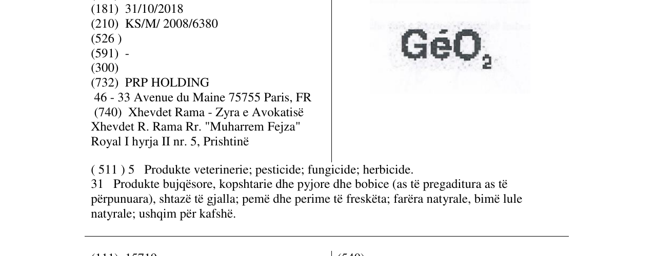 Zëri i markës GÉO2 në buletin