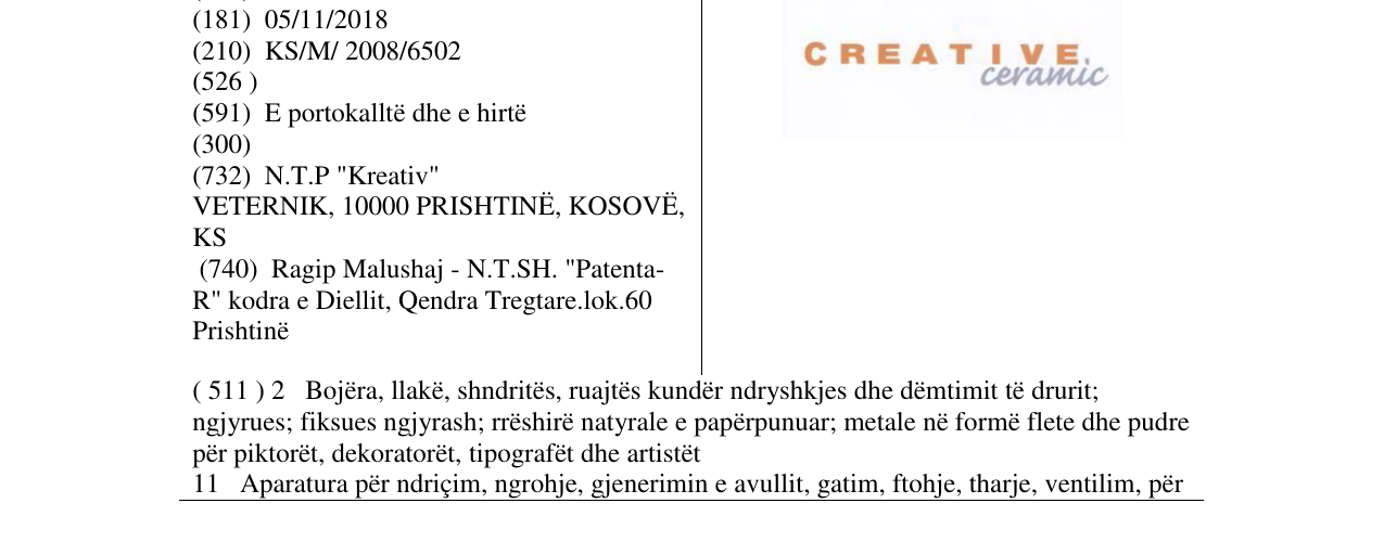 Zëri i markës CREATIVE CERAMIC në buletin