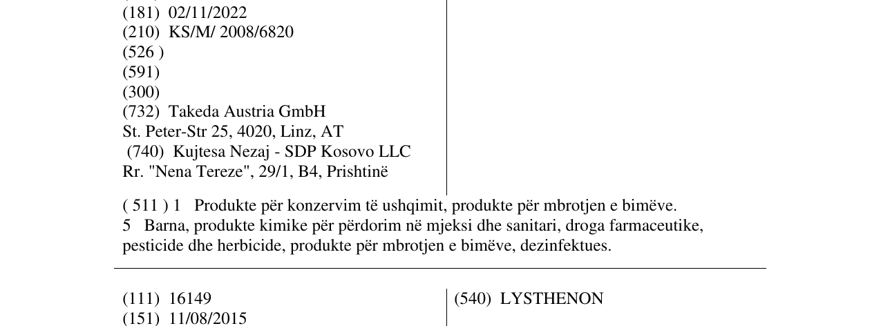 Zëri i markës GUTRON në buletin