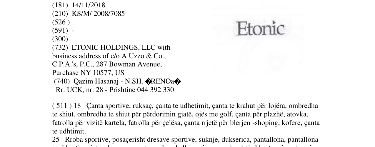 Zëri i markës ETONIC në buletin