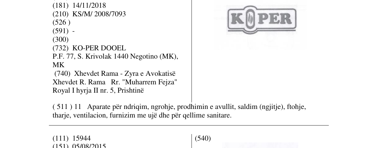 Zëri i markës KOPER në buletin