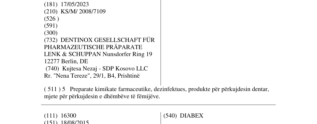 Zëri i markës Dentinox në buletin