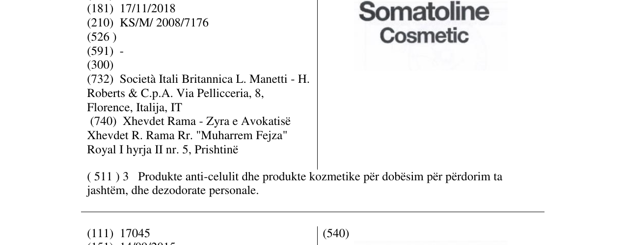 Zëri i markës SOMATOLINE COSMETIC në buletin