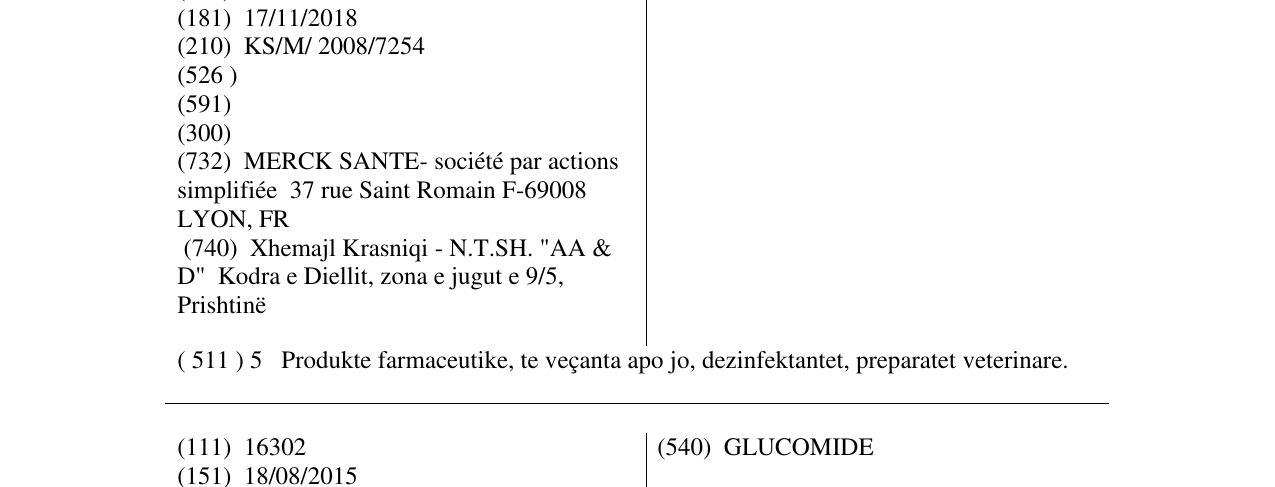Zëri i markës GLUCOPHAGE në buletin