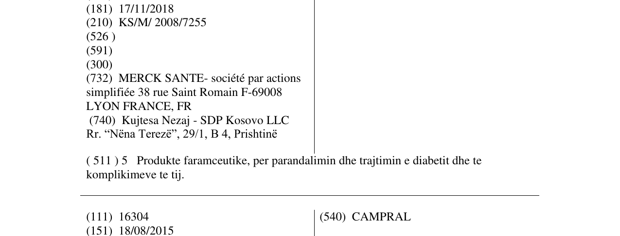 Zëri i markës GLUCOMIDE në buletin