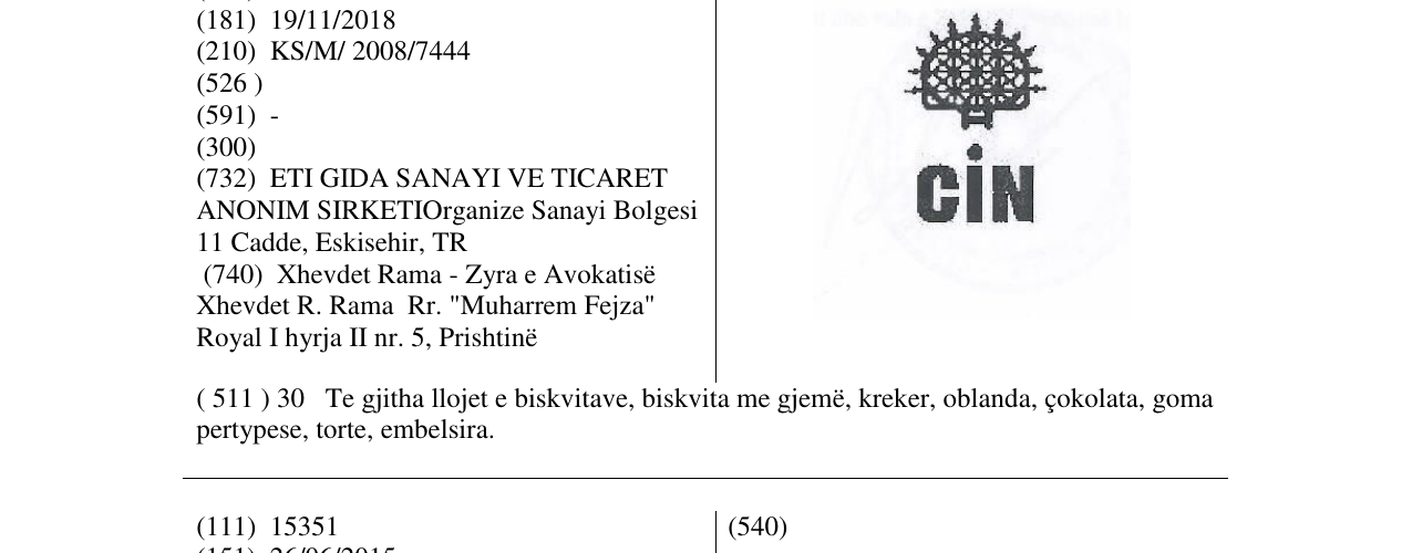 Zëri i markës CIN në buletin