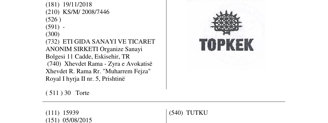 Zëri i markës TOPKEK në buletin