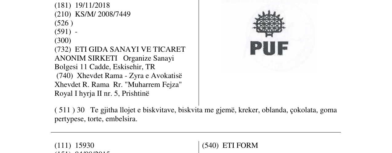 Zëri i markës PUF në buletin