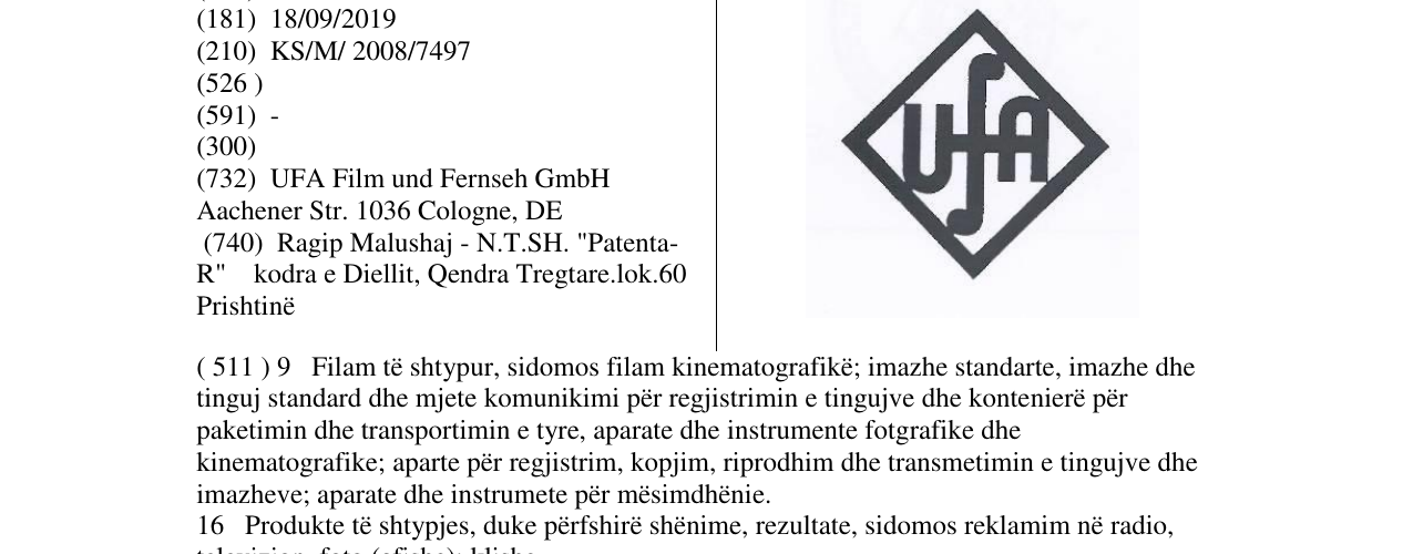 Zëri i markës UFA në buletin