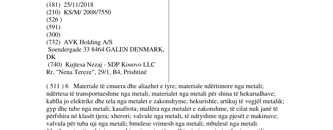 Zëri i markës AVK në buletin
