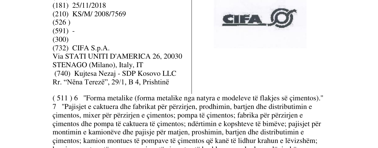 Zëri i markës CIFA në buletin
