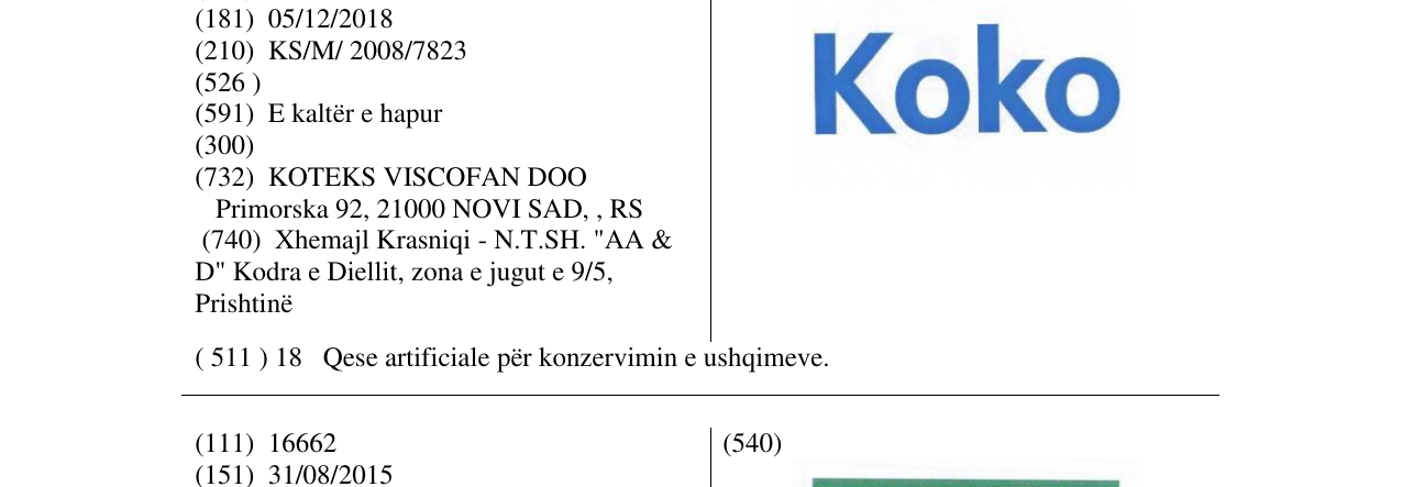 Zëri i markës KOKO në buletin