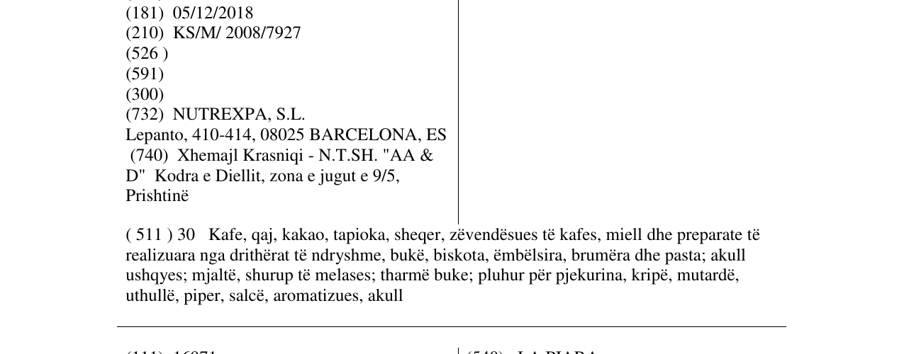 Zëri i markës NOCILLA në buletin