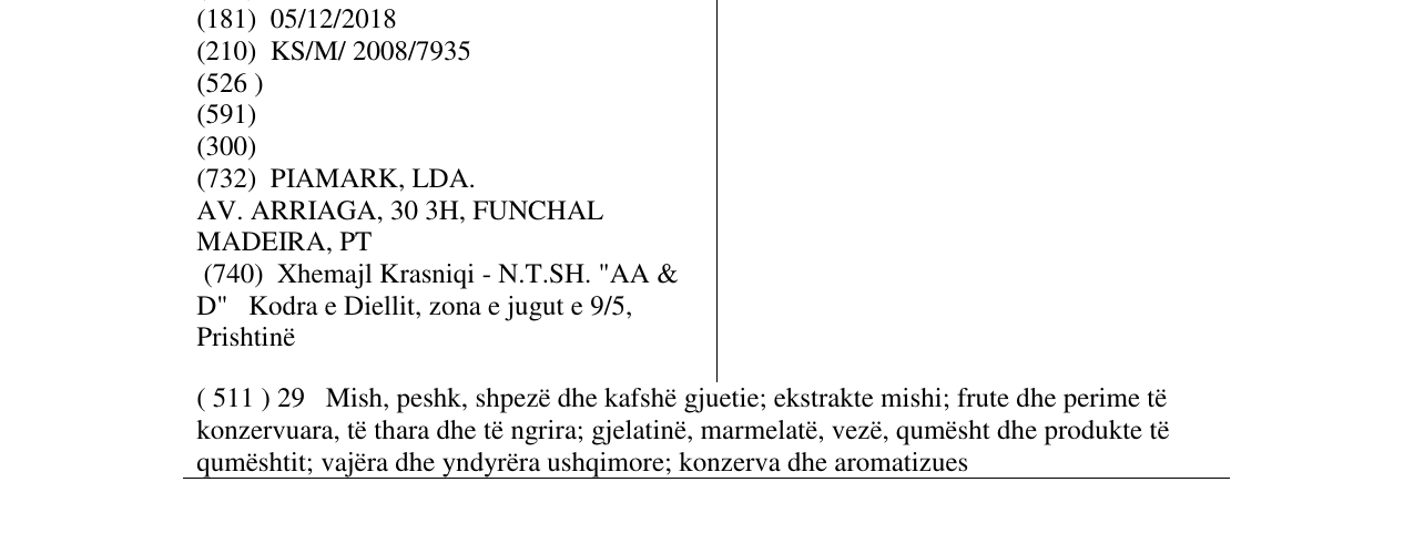 Zëri i markës LA PIARA në buletin