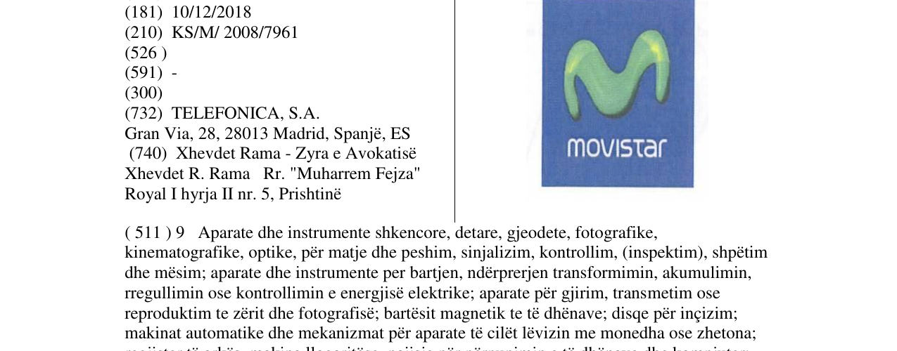 Zëri i markës MOVISTAR në buletin