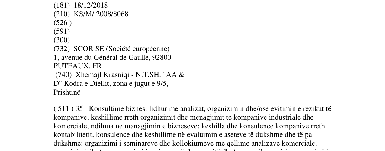 Zëri i markës SCOR në buletin