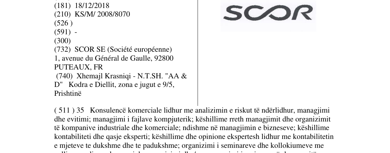 Zëri i markës SCOR në buletin