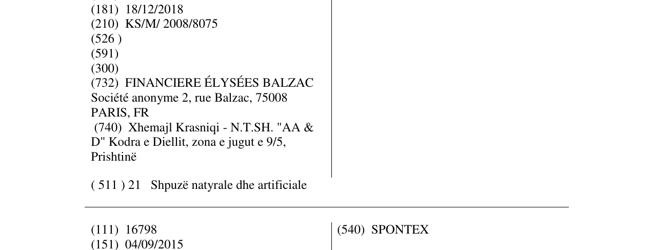 Zëri i markës CALYPSO në buletin