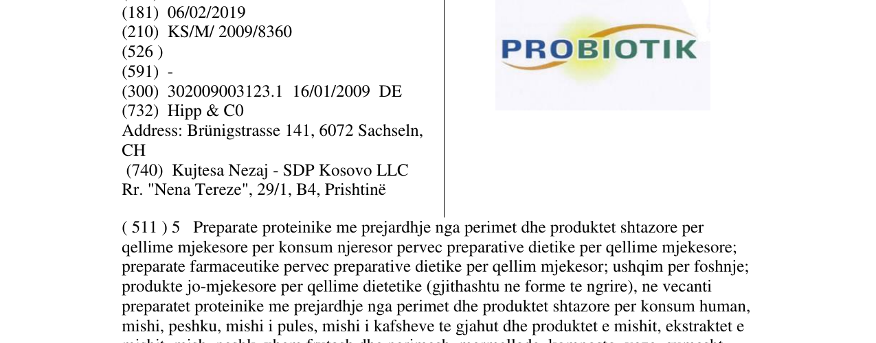 Zëri i markës PROBIOTIK në buletin
