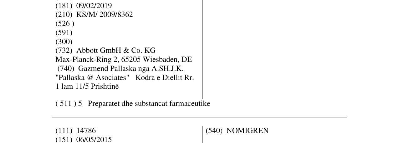 Zëri i markës BRUFEN në buletin