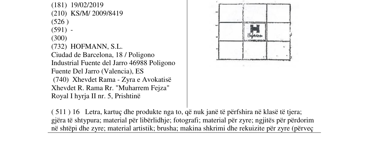 Zëri i markës HOFMAN në buletin