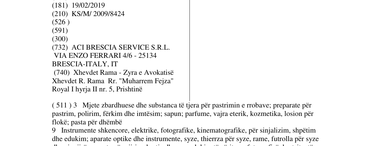 Zëri i markës MILLE MIGLIA në buletin