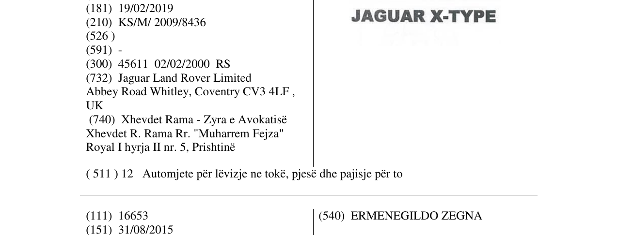 Zëri i markës JAGUAR X-TYPE në buletin