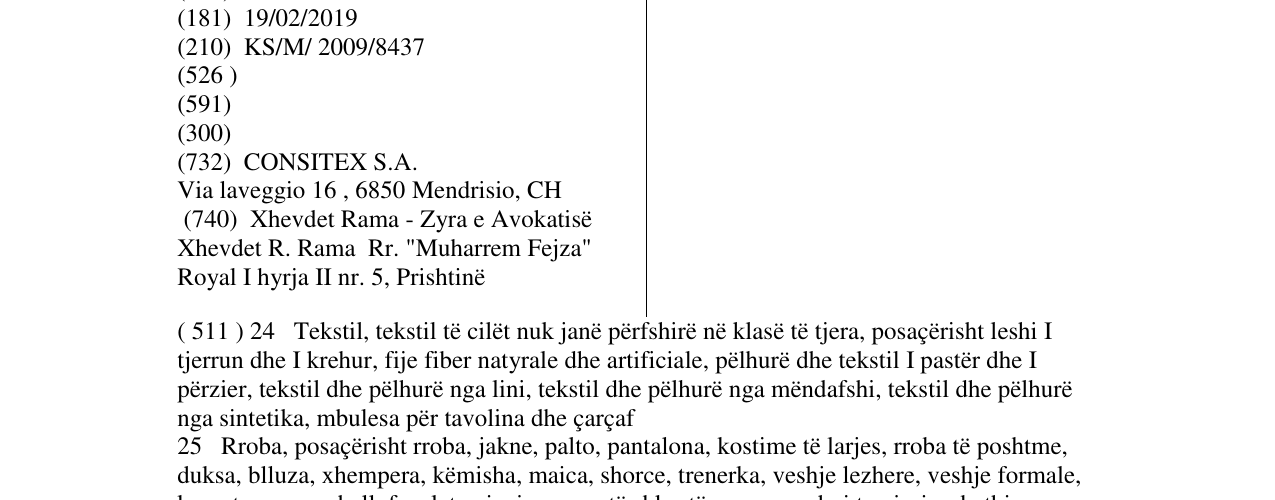 Zëri i markës ERMENEGILDO ZEGNA në buletin