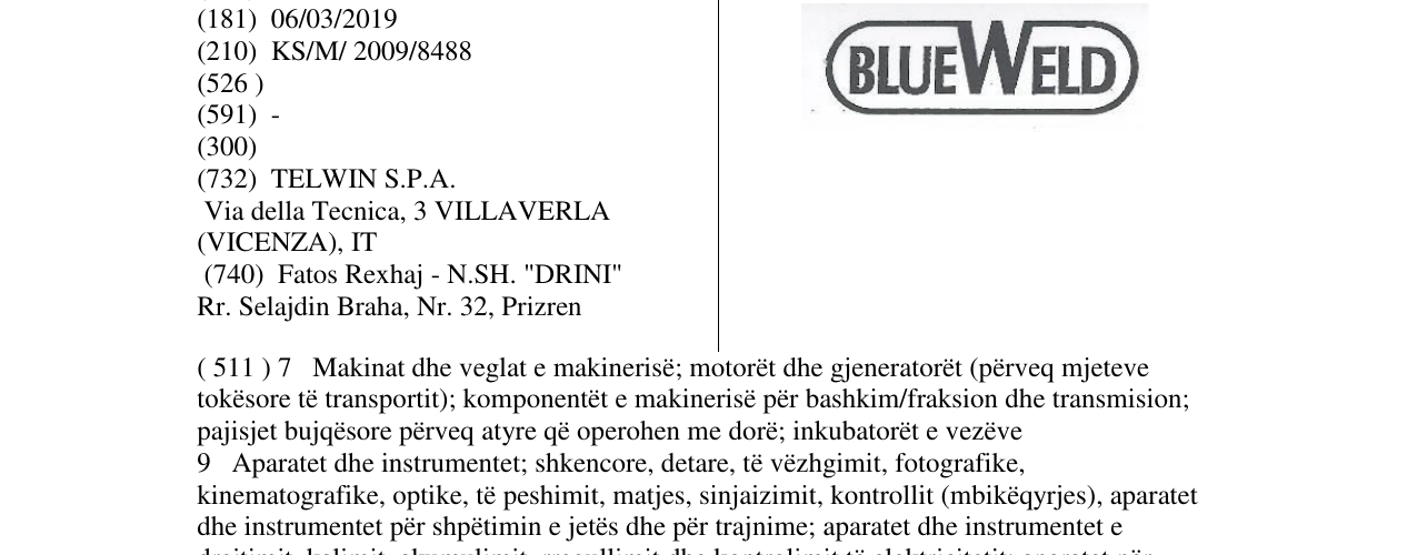 Zëri i markës BLUEWELD në buletin